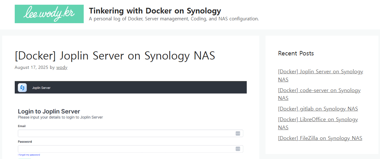 [Docker] WordPress on Synology NAS via Docker (Manual Installation)
